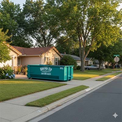 Dumpster Sitting In Driveway