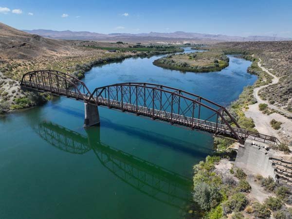 Historic Guffey Bridge spanning the Snake River near Melba Idaho
